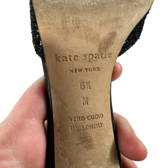 Kate Spade Abigail Glitter Pumps Pom Pom Block Heel Party Shoe Wmn Sz 6.5 - Picture 13 of 16